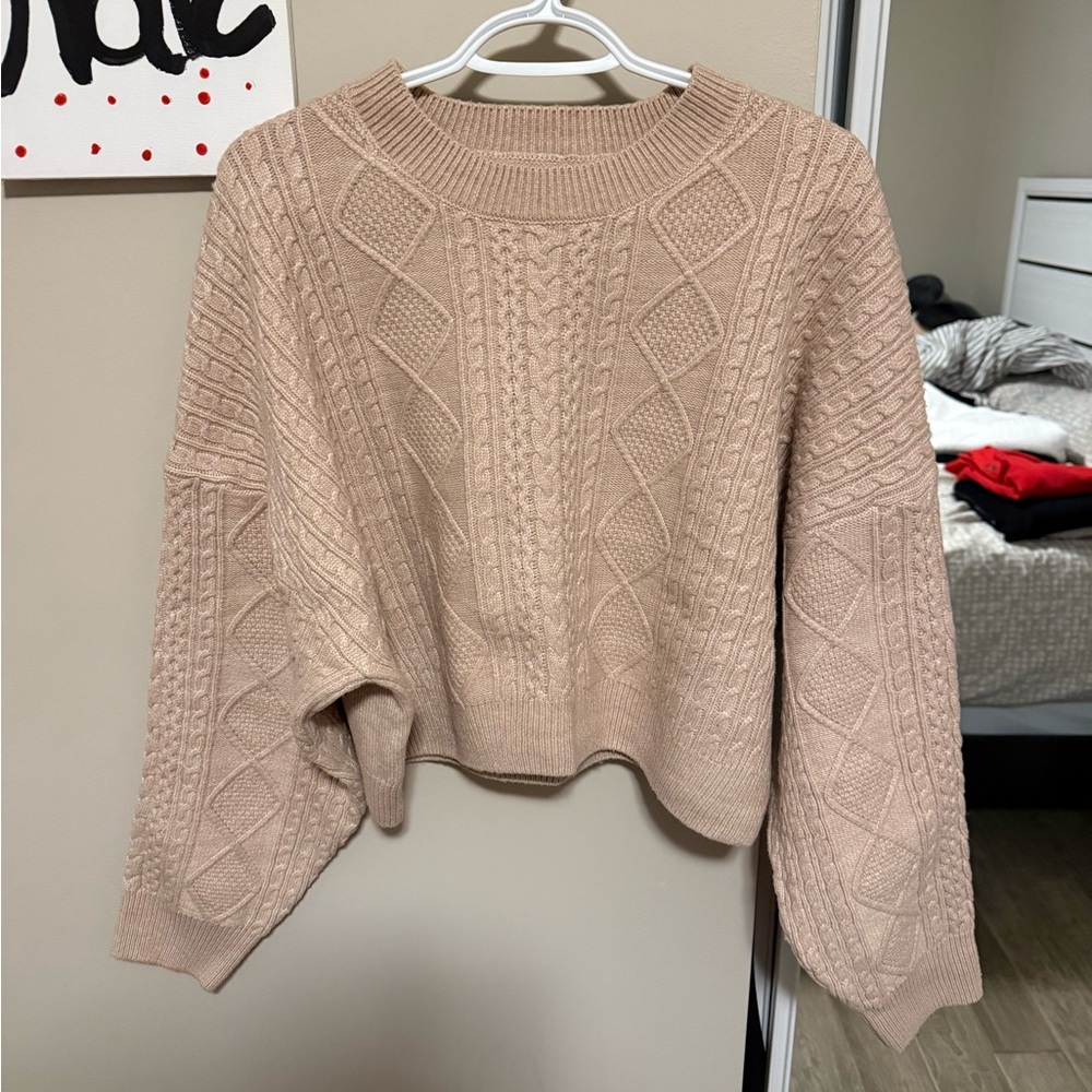 Ardene Cable Knit Sweater in Light Tan